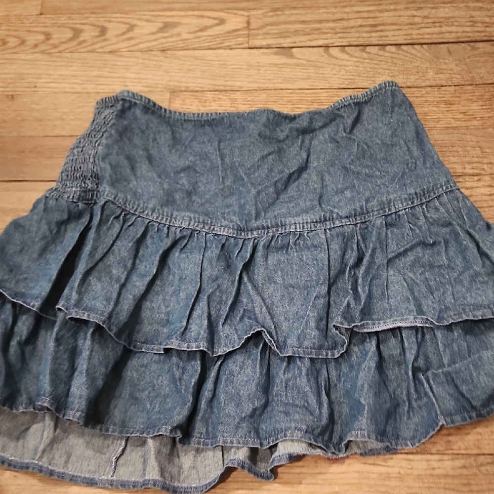 Denim Ruffled Skirt SZ L